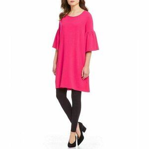 Bryn Walker Rivera Fleece Tunic Top Dress Size Medium Pink Bell Sleeved Sz M New